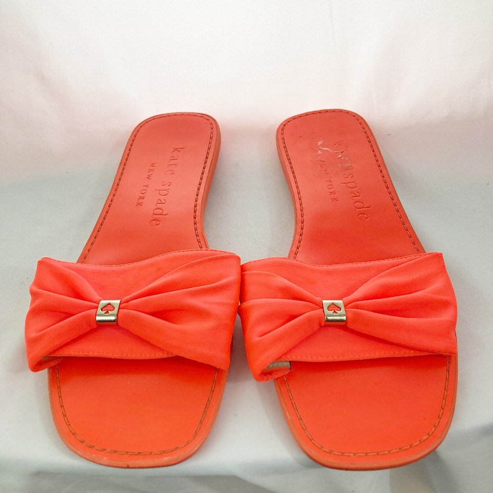 Kate Spade Neon Bow Slide Flat Sandals Size 8